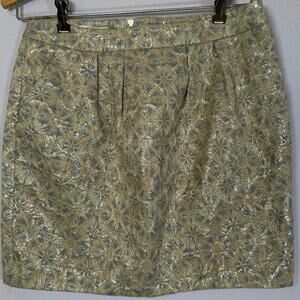 Promod Mini Skirt Gold Metallic Y2K Clubwear Chic Glam S Geometric Aesthetic